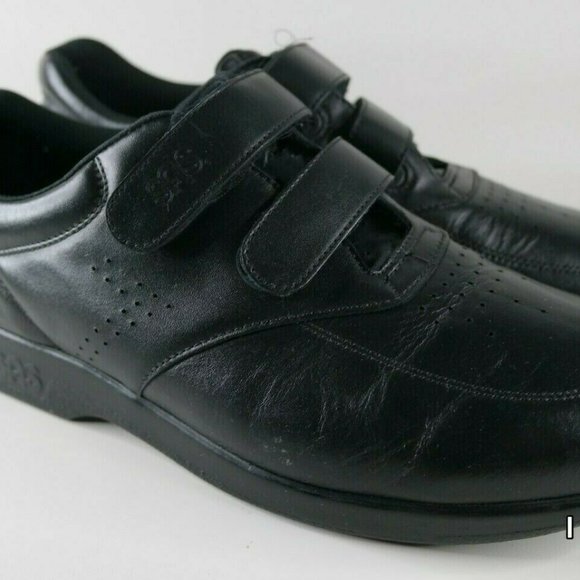 SAS Hook and Loop double strap black leather sneaker Men's Size 10 N - Picture 4 of 10